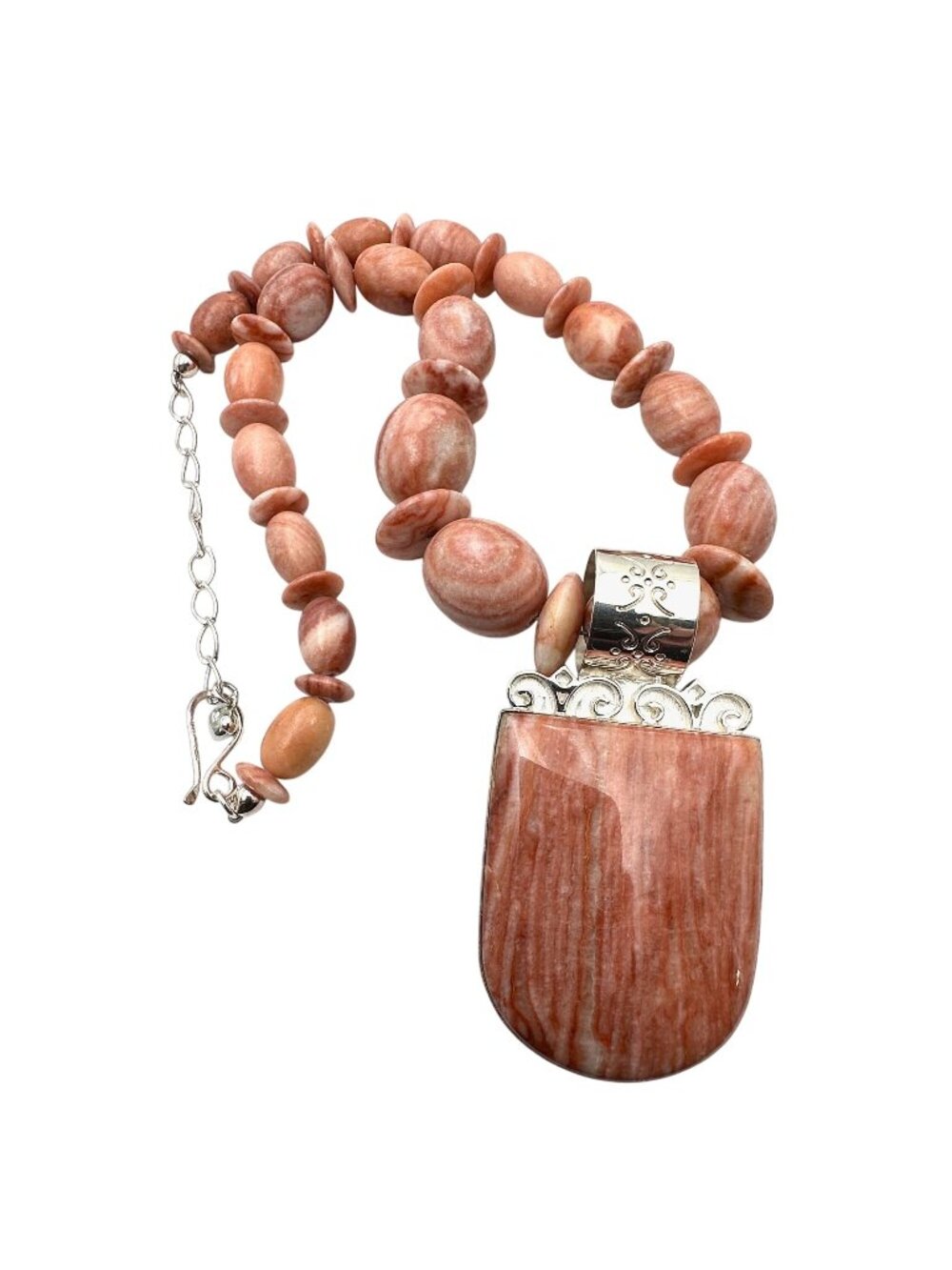 Jay King Mine Finds Pink Gemstone Necklace With Sterling Silver Pendant